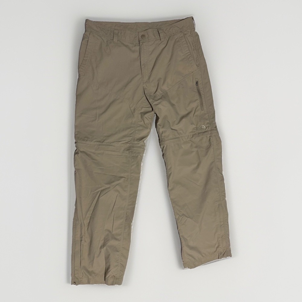 North Face Zip Off Hiking Pants 36 Khaki Convertible Outdoor Gear